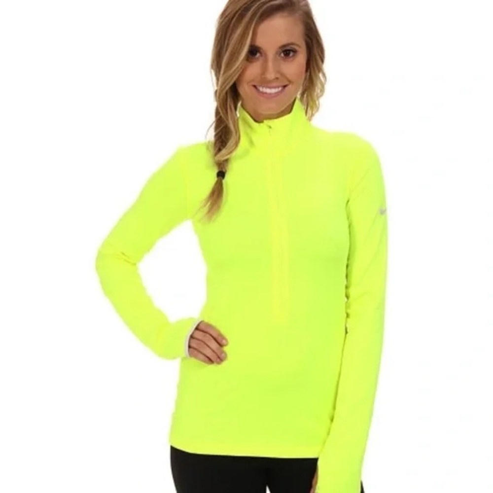 Nike Pro Hyperwarm Dri-Fit Half Zip Pull Over Neon yellow women’s Sz S athletic